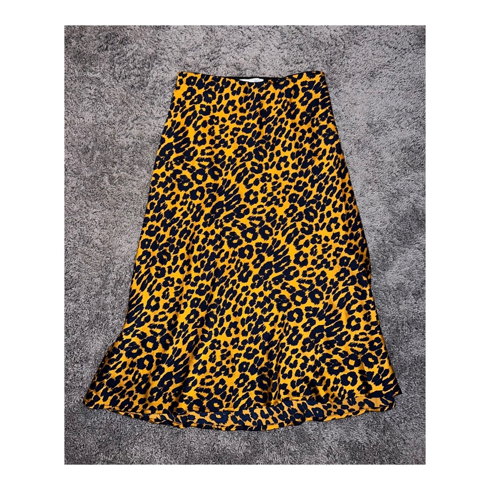 Leopard Satin MIDI Skirt